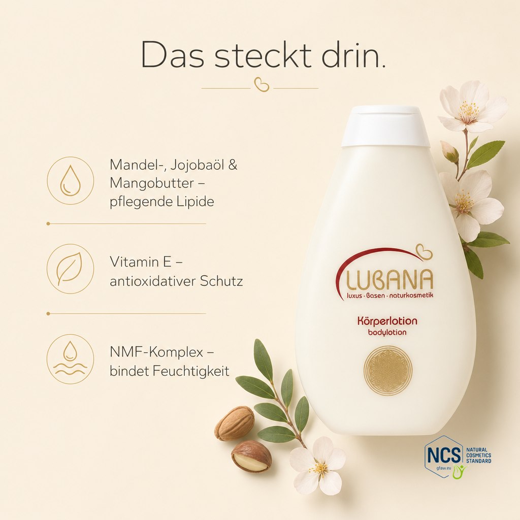 Das steckt drin: Mandelöl & Mangobutter – LUBANA Körperlotion
