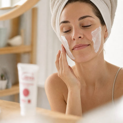 Frau mit der LUBANA Gesichtsmaske – Intensivpflege als Auszeit