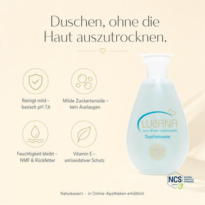 LUBANA Duschmousse 200 ml – milde Reinigung, basisch pH 7,6