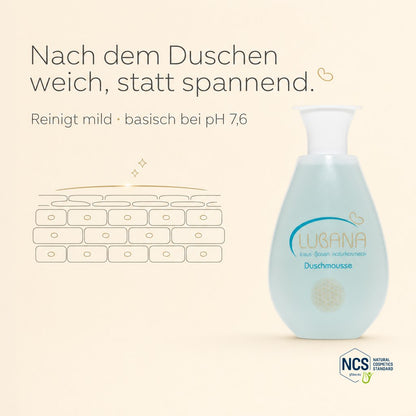 Weiche statt spannende Haut nach dem Duschen – LUBANA Duschmousse