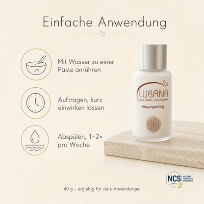 Anwendung des LUBANA Enzympeelings – mit Wasser zur Paste anrühren