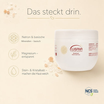 Das steckt drin: Natron und basische Mineralien, Magnesium, Stein- und Kristallsalz – LUBANA Basenbad