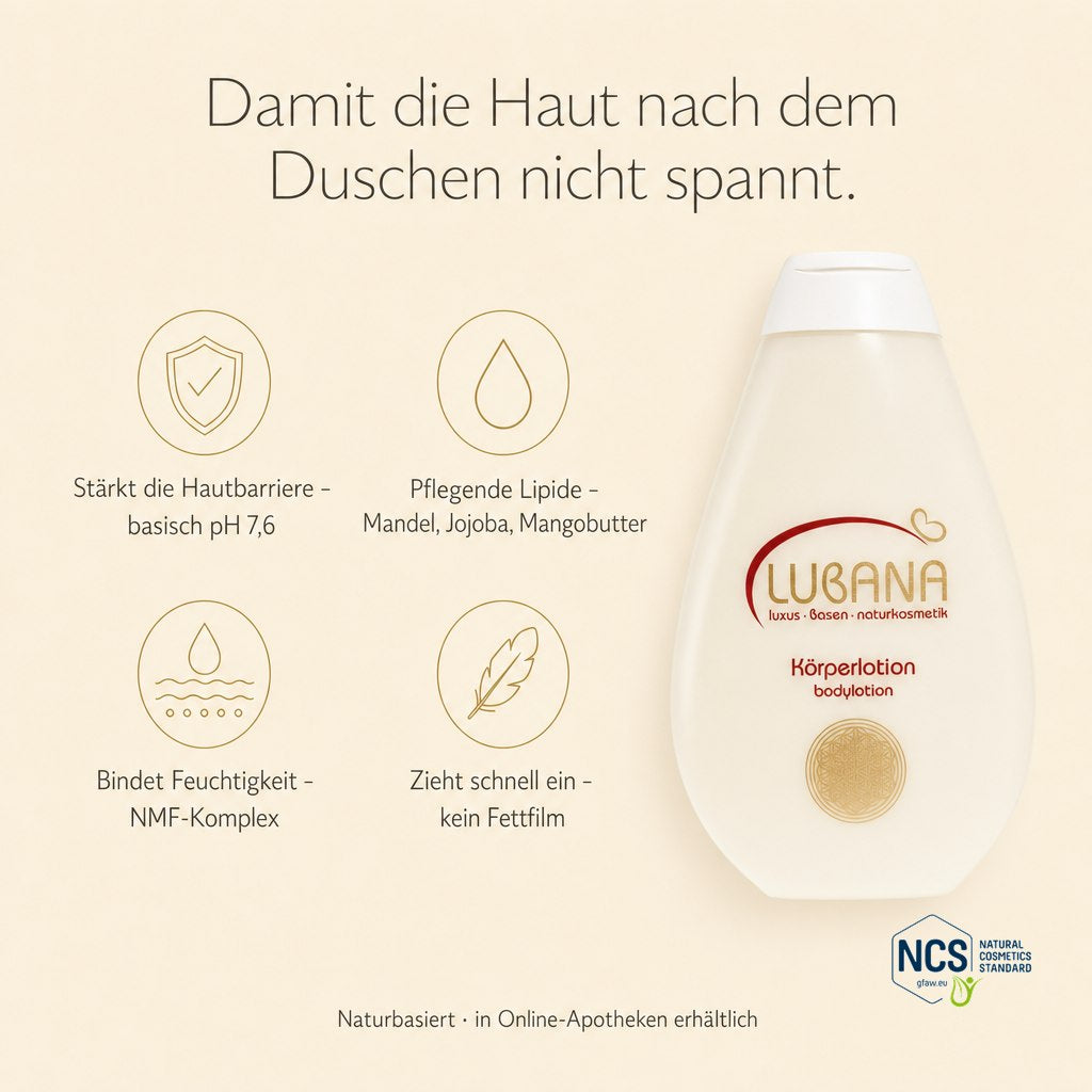 LUBANA Körperlotion 200 ml – basische Pflege nach dem Duschen, pH 7,6