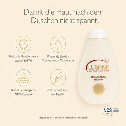 LUBANA Körperlotion 200 ml – basische Pflege nach dem Duschen, pH 7,6