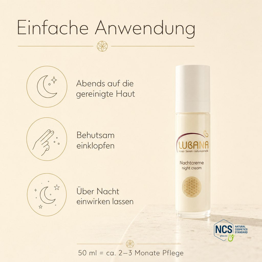 Anwendung der LUBANA Nachtcreme – abends einklopfen