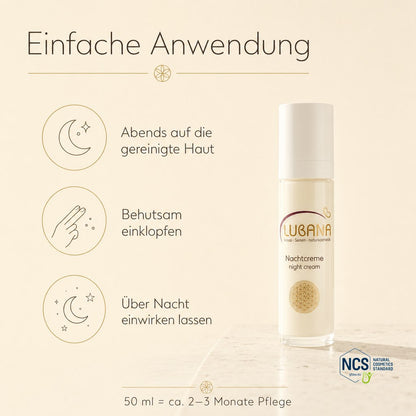 Anwendung der LUBANA Nachtcreme – abends einklopfen